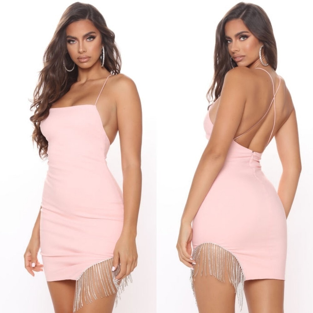 Fashion Nova Borrowed Hearts Mini Dress Size M Petal Pink Clubwear Baddie